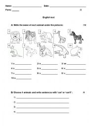 English Worksheet: Wild animals