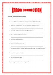 English Worksheet: Error correction
