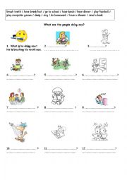 English Worksheet: Present Continuous exercises