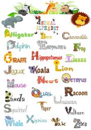 English Worksheet: Animal Alphabet