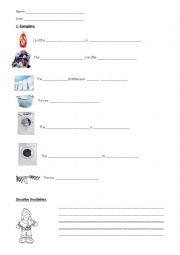 English Worksheet: laundry and clothes test