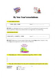 English Worksheet: NEW YEARS RESOLUTIONS 