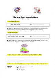 English Worksheet: NEW YEARS RESOLUTIONS 