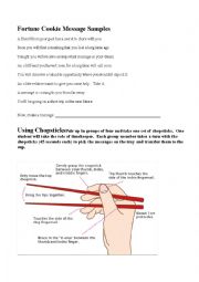 English Worksheet: Fortune Cookie Messages and Chopsticks
