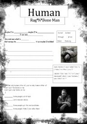 English Worksheet: Human RagNBone Man