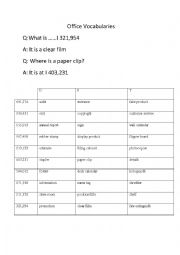 English Worksheet: Office Vocabularies