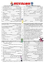 English Worksheet: Revision (present tenses, past tenses, means of expressing the future, clauses of result and purpose, used to/would, infinitive and gerund)