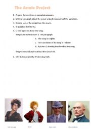 English Worksheet: Project on the movie Annie 1982