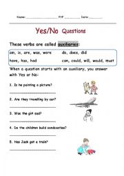 English Worksheet: Learn how to answer Yes, No questions