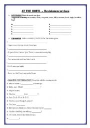 English Worksheet: AT THE HOTEL- REVISION ACTIVITIES