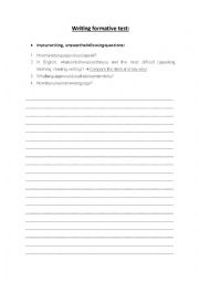English Worksheet: Writing formative test