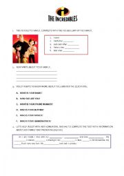 English Worksheet: Violets family- The Incredibles