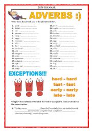 English Worksheet: EASY GRAMMAR - WORD FORMATION - ADVERBS with key