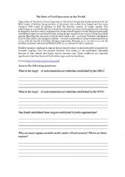 English Worksheet: A printable about the state of food insecurity in Brazil