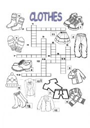 English Worksheet: clothes crossword