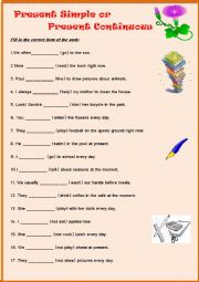 English Worksheet: Present Simple or Present Continuous