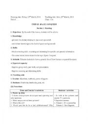 English Worksheet: Lesson plan