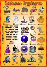 English Worksheet: Halloween Cryptogram