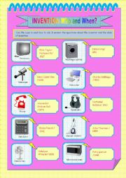 English Worksheet: Inventions conversation topics dialogs