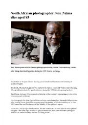 English Worksheet: Sam Nzima ,South African photographer of the 1976 Soweto riots , dies aged 83 