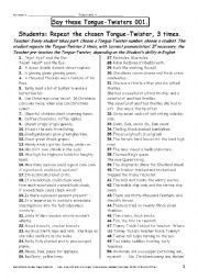 English Worksheet: DRAMA Tongue-Twisters 001 (50 in total)