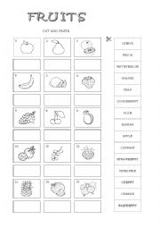 English Worksheet: FRUITS