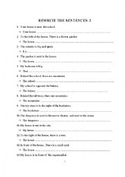 English Worksheet: Rewriting the sentences