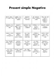 English Worksheet: Simple present negative boardgame