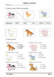 English Worksheet: ANIMALS