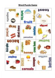 English Worksheet: Breakfast Puzzle Game
