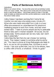 parts of speech - writing sentences