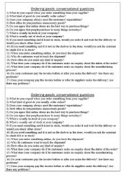 English Worksheet: Ordering goods: conversational questions