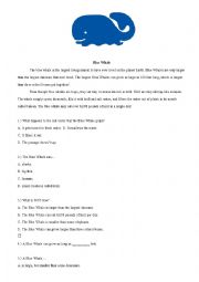 English Worksheet: Reading Practice : Blue whale