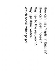 English Worksheet: Classroom language