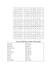 Weather vocabulary crossword