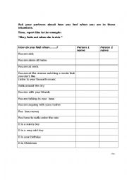 Feelings and Emotions worksheet