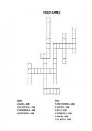 English Worksheet: crosswords video games
