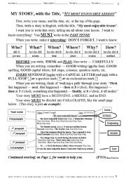 English Worksheet: ESSAY 008 My most enjoyable Lesson