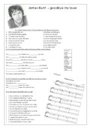 English Worksheet: James Blunt  – goodbye my lover 