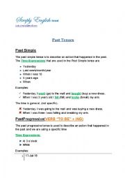 English Worksheet: Past Tenses