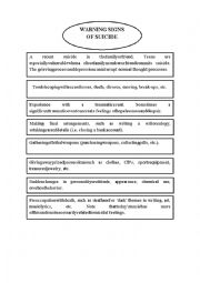 English Worksheet: Suicide - Slips of paper