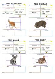 English Worksheet: australian animals fact blank posters