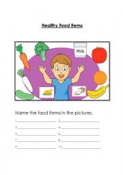 English Worksheet: Healthy Food 