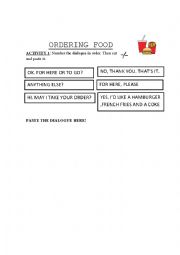 English Worksheet: May I take your order? Ordering food