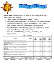 English Worksheet: News Report Role Play