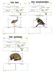 English Worksheet: australian animals fact blank posters