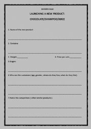 English Worksheet: Launching a new product