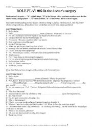 English Worksheet: ROLE PLAY 002 Examination of Patient by Doctor