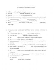 English Worksheet: RECUPERATION PAST CONTINUOUS AND MODAL VERBS
