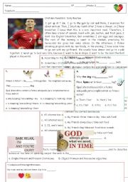 Cristianos Ronald Daily Routine  Test Multiple choice